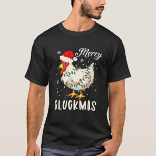 Funny Christmas Chicken Pun Merry Cluckmas Retro T-Shirt
