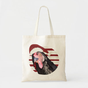 Funny Christmas Chicken Red And White Stripes Tote Bag