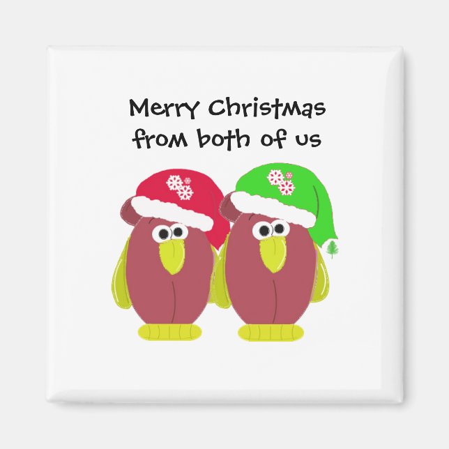 Funny Christmas Chickens in Santa Hats Magnet (Front)