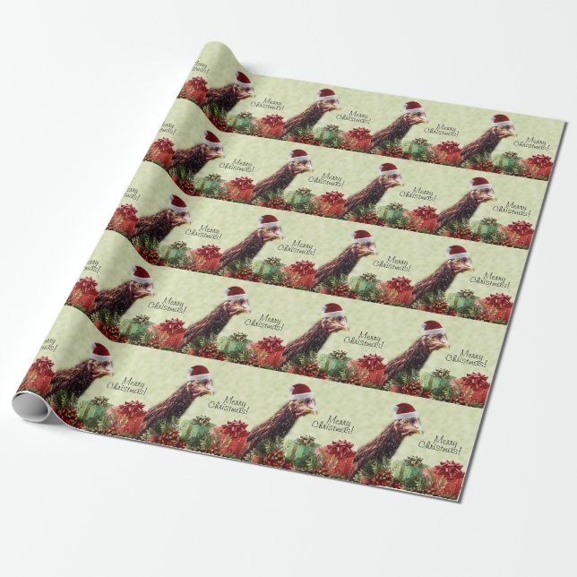 Funny Christmas Chickens with Presents Wrapping Paper (Unrolled)