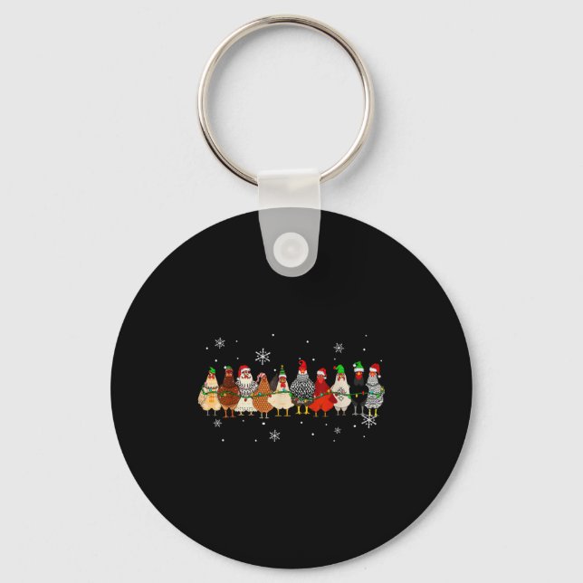 Funny Christmas Chickens Xmas Chicken Farm Animals Key Ring (Front)