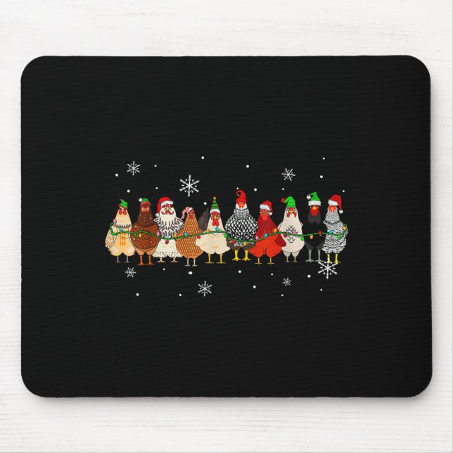 Funny Christmas Chickens Xmas Chicken Farm Animals Mouse Mat (Front)
