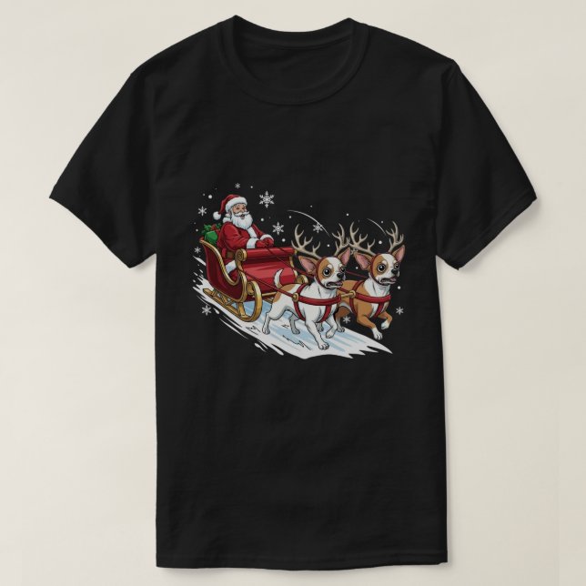 Funny Christmas Chihuahua Dogs Lover Xmas T-Shirt (Design Front)