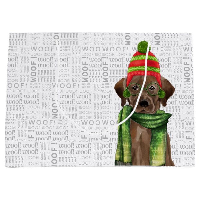 Funny Christmas Chocolate Labrador Dog Large Gift Bag (Front)