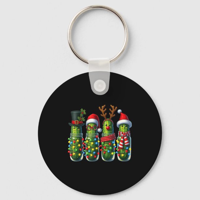 Funny Christmas Ckle Lights Cactus Family Holiday  Key Ring (Front)