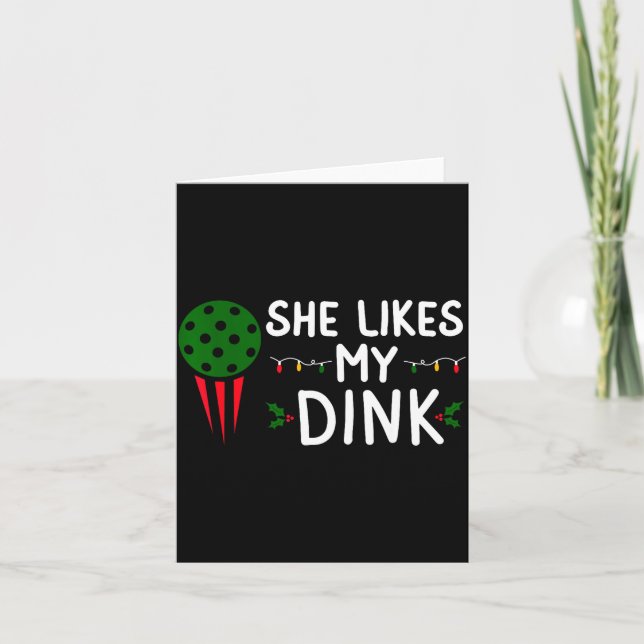 Funny Christmas Ckleball She Likes My Drink Outfit Card (Front)