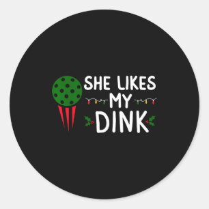 Funny Christmas Ckleball She Likes My Drink Outfit Classic Round Sticker