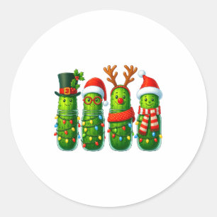 Funny Christmas Ckles With Santa Hats And Lights  Classic Round Sticker