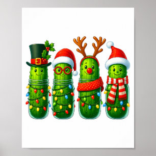 Funny Christmas Ckles With Santa Hats And Lights  Poster