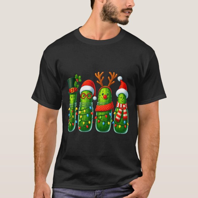 Funny Christmas Ckles With Santa Hats And Lights  T-Shirt (Front)