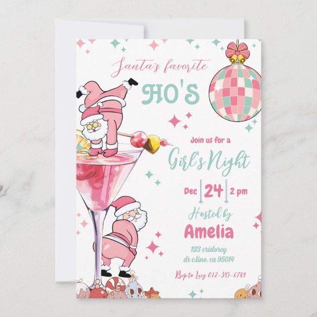 Funny Christmas Cocktail Party Girl's Night Invitation (Front)