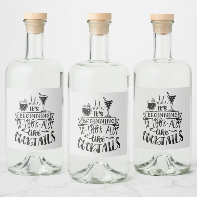 funny Christmas cocktails word art Liquor Bottle Label (Bottles)