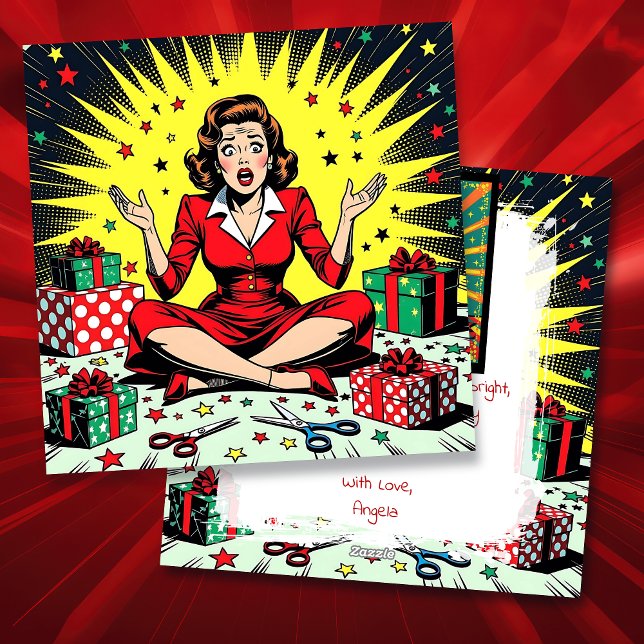 Funny Christmas, Coffee and Panic Retro Humorous Holiday Card (Creator Uploaded)