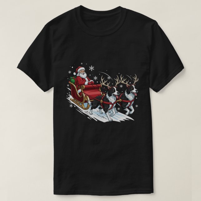 Funny Christmas Collie Dogs Lover Xmas T-Shirt (Design Front)