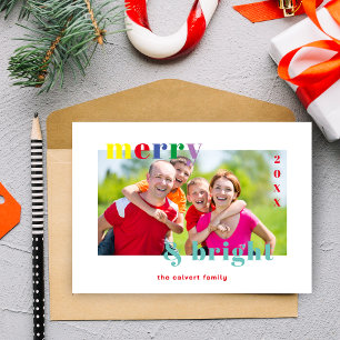 Funny Christmas Colorful Brightest Photo Family Holiday Card