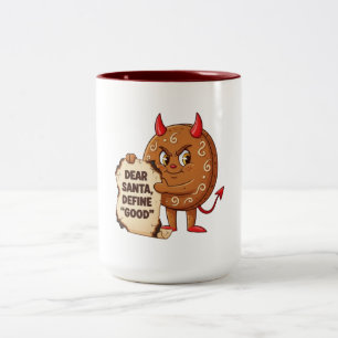 Funny Christmas Cookie Character Two-Tone Coffee Mug
