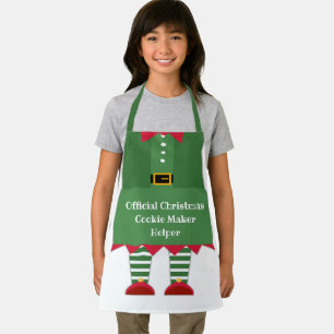 Funny Christmas Cookie Maker Helper Elf Green Red Apron