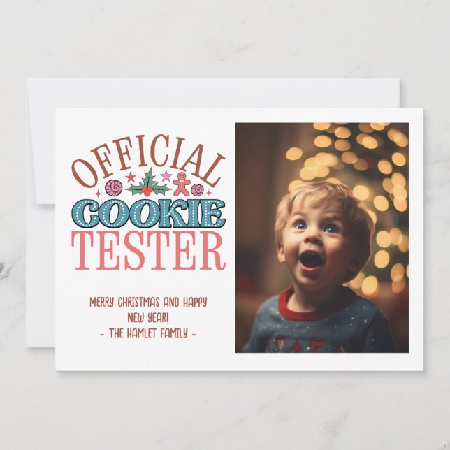 Funny Christmas Cookie Tester Holiday Card (Front)