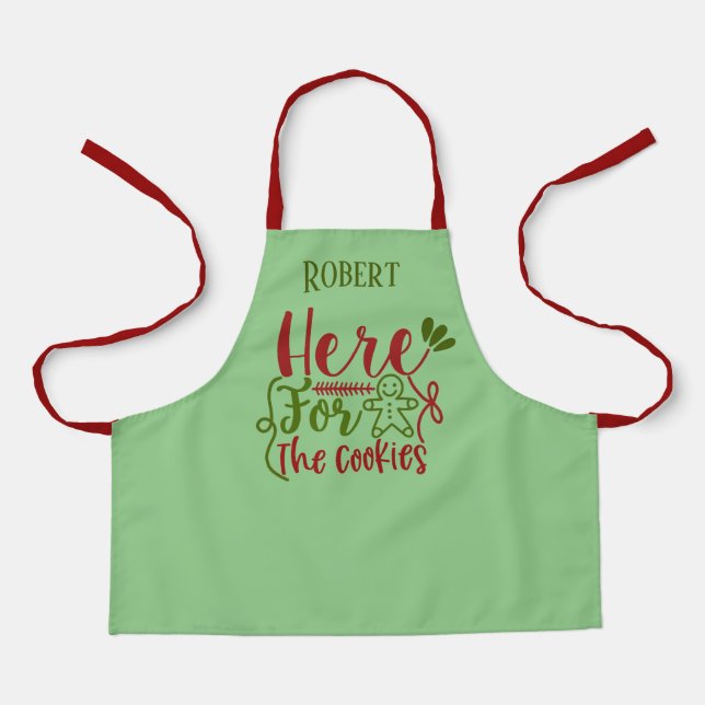 funny Christmas cookie word art add name Apron (Front)