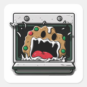 Funny Christmas Cookie Yelling from Oven Square Sticker