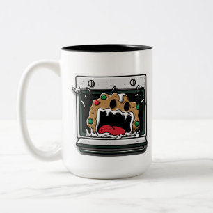 Funny Christmas Cookie Yelling from Oven Two-Tone Coffee Mug