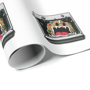 Funny Christmas Cookie Yelling from Oven Wrapping Paper