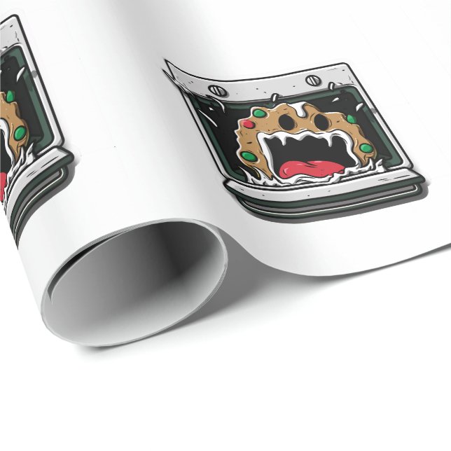 Funny Christmas Cookie Yelling from Oven Wrapping Paper (Roll Corner)