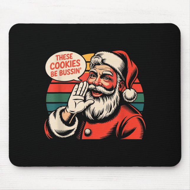 Funny Christmas Cookies Meme Brainrot Santa Claus  Mouse Mat (Front)