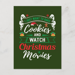 funny Christmas cookies movies word art Holiday Postcard