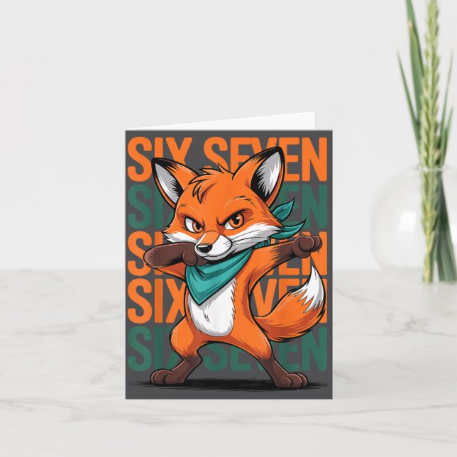 Funny Christmas Cool Fox Dabbing Xmas Dab Six Seve Card (Front)