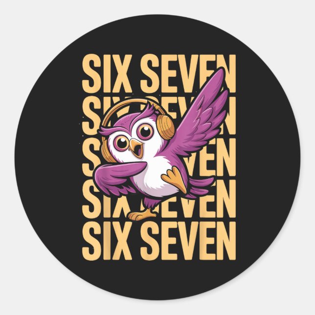 Funny Christmas Cool Owl Dabbing Xmas Dab Six Seve Classic Round Sticker (Front)