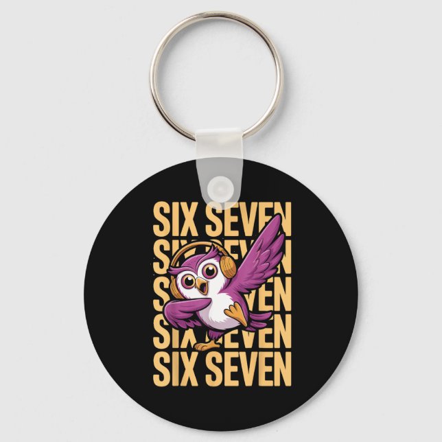 Funny Christmas Cool Owl Dabbing Xmas Dab Six Seve Key Ring (Front)