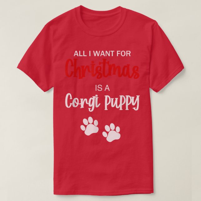 Funny Christmas Corgi Puppy Dog  T-Shirt (Design Front)