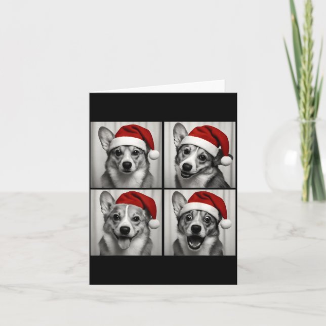 Funny Christmas Corgi Santa Dog Lover Photo Booth  Card (Front)