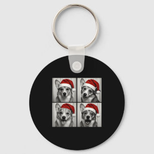Funny Christmas Corgi Santa Dog Lover Photo Booth Key Ring