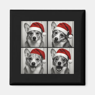 Funny Christmas Corgi Santa Dog Lover Photo Booth  Magnet