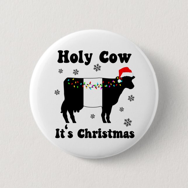Funny Christmas Cow Belted Galloway Beltie Gift 6 Cm Round Badge (Front)