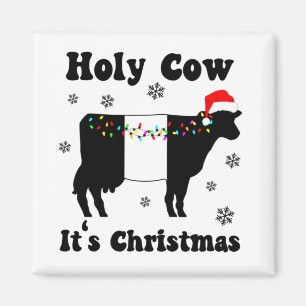 Funny Christmas Cow Belted Galloway Beltie Gift Magnet