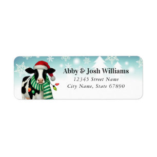 Funny Christmas Cow Return Address Labels