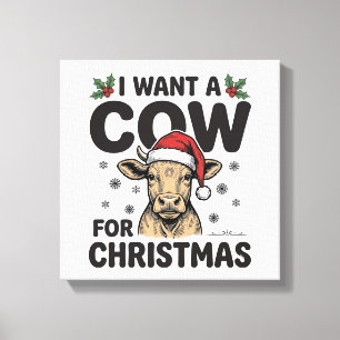 Funny Christmas Cow Vintage Holiday Shirt Design_1 Canvas Print