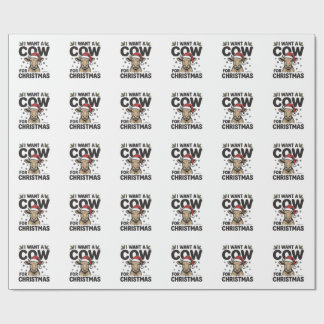 Funny Christmas Cow Vintage Holiday Shirt Design_1 Wrapping Paper