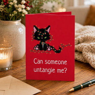 Funny Christmas Cranky Cat Card