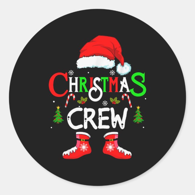 Funny Christmas Crew Xmas Squad Santa Family Pajam Classic Round Sticker (Front)
