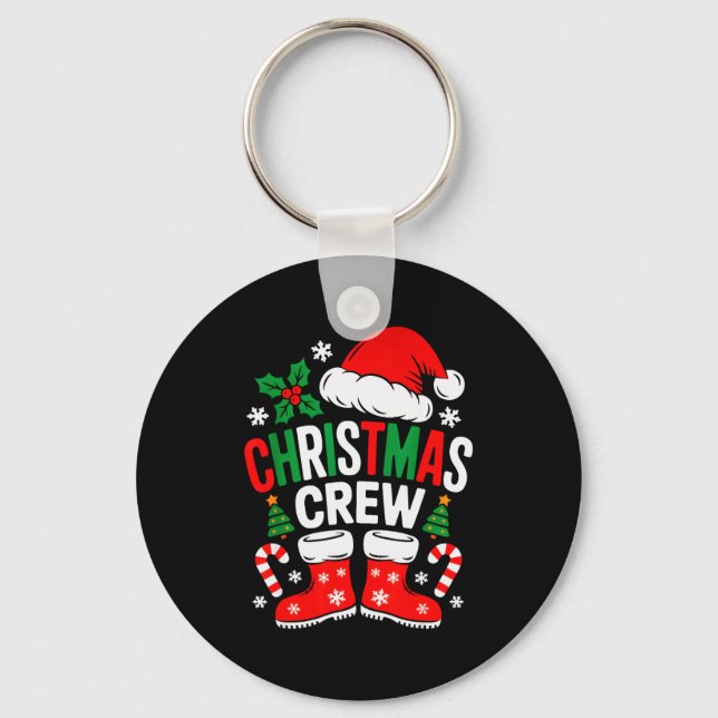Funny Christmas Crew Xmas Squad Santa Family Pajam Key Ring (Front)