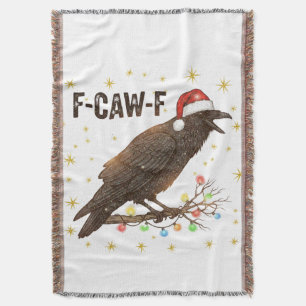 Funny Christmas Crow Raven F-CAW- F Throw Blanket