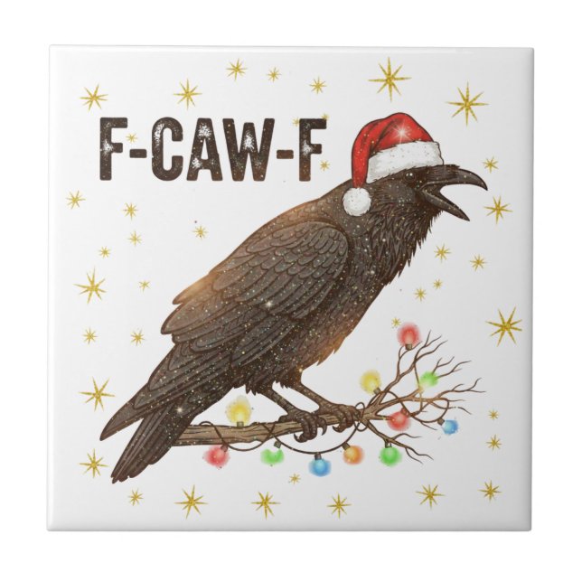 Funny Christmas Crow Raven F-CAW- F Tile (Front)