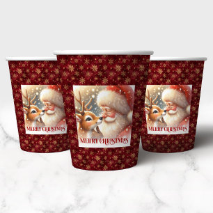 Funny Christmas Cups with Santa Claus and Rudolph