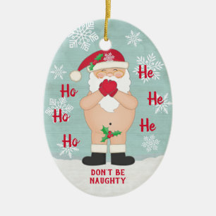 Funny Christmas Cute Custom Naughty Santa Ceramic Tree Decoration