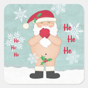 Funny Christmas Cute Custom Naughty Santa Square Sticker