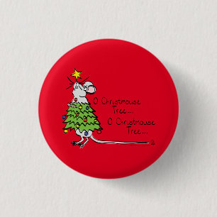 Funny Christmas Cute Mouse Tree Cartoon 3 Cm Round Badge